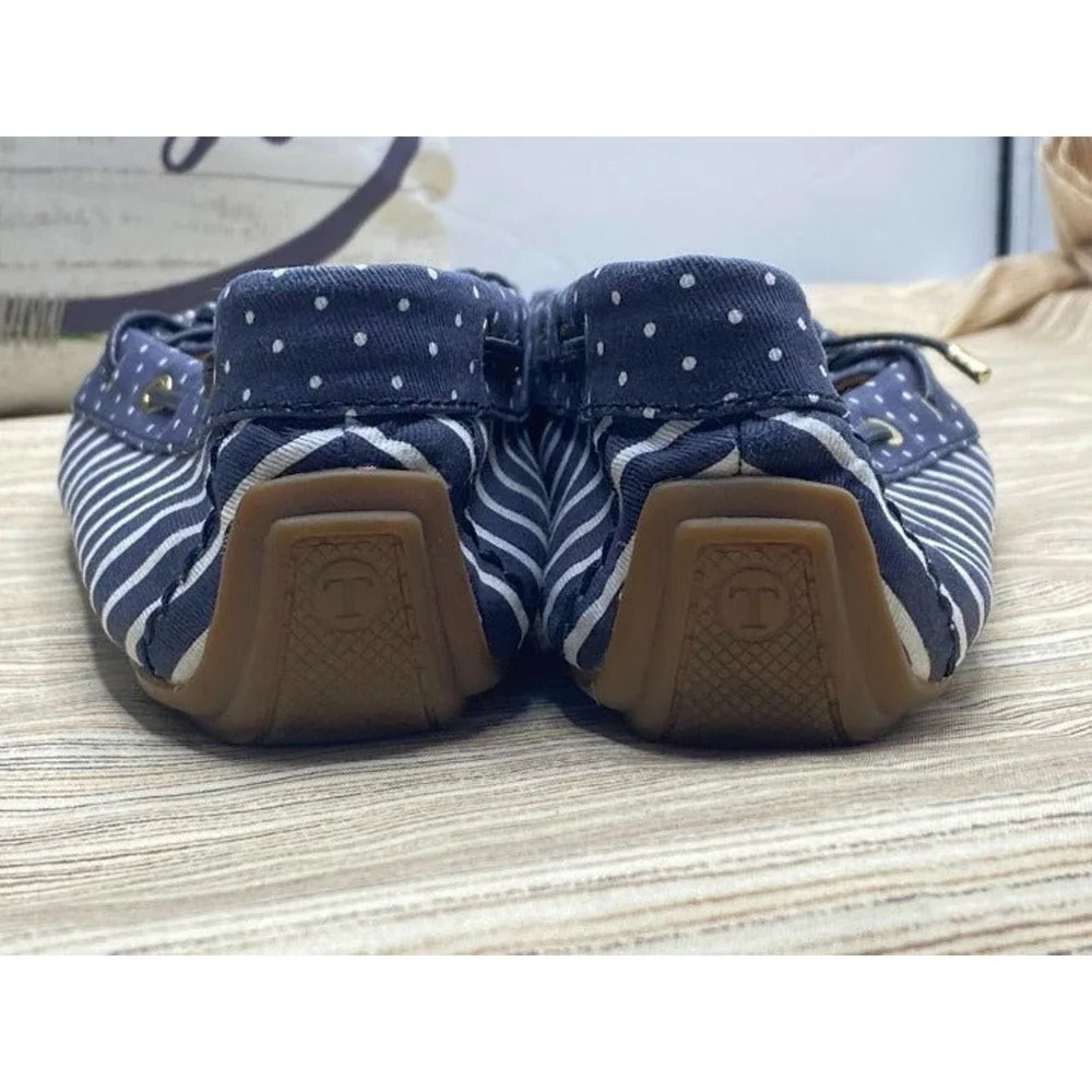 Talbots Moccasins Stripe Dots Walking  Casual Slip-Ons Blue/White US Size 9.5 - Picture 5 of 6